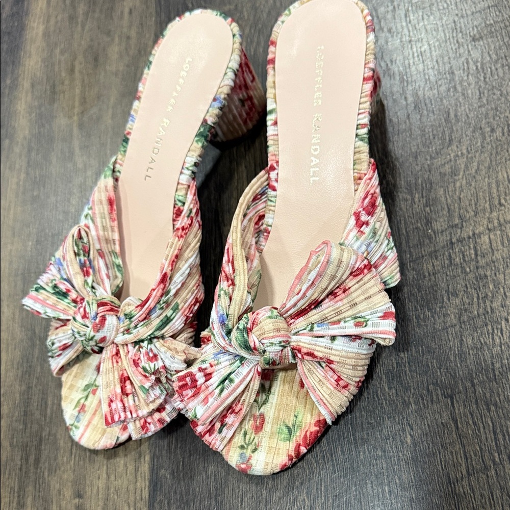 Loeffler Randall Multicolor Floral Bow Mules